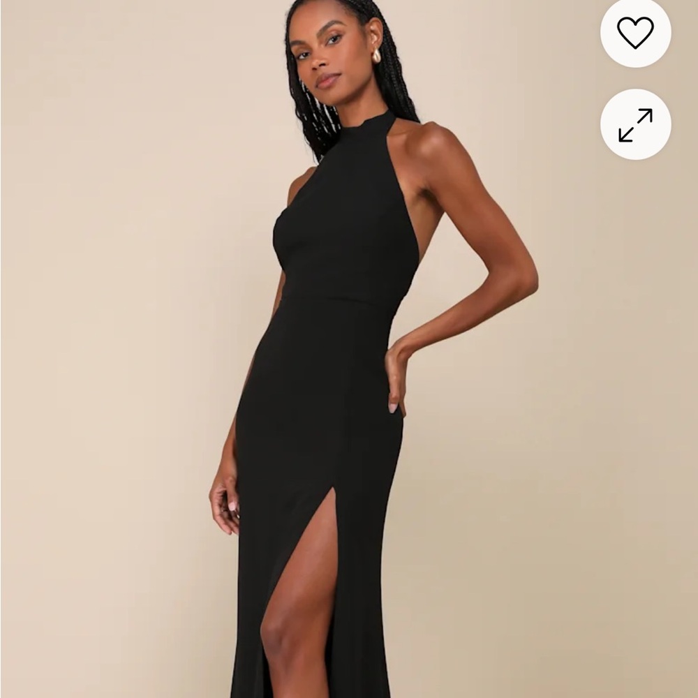 Elegant Black Halter Dress - Picture 2 of 5